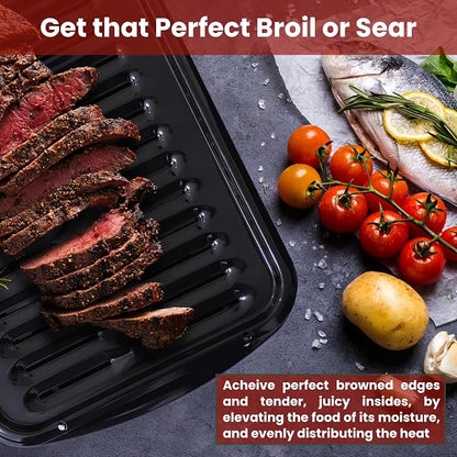 Broiler Pan for Oven Nonstick 16.75” x 13” Porcelain Nonstick Coated - Image 4