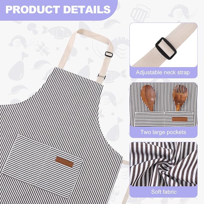 2 Pack Stripes Kids Apron, Kids Cooking Aprons - Image 3