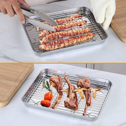 Homikit Baking Sheet with Wire Rack, 10.5 x 8 Inches Stainless Steel Small - Image 6
