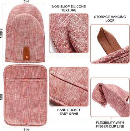 4Pcs Heat Resistant Oven Mitts & Potholders, Flexible Kitchen Accessories - Image 2