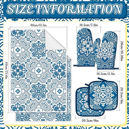 Jingmore 6 Pcs Kitchen Decor Set Accessory Farmhouse Kitchen Towels Pot Holders - Image 3