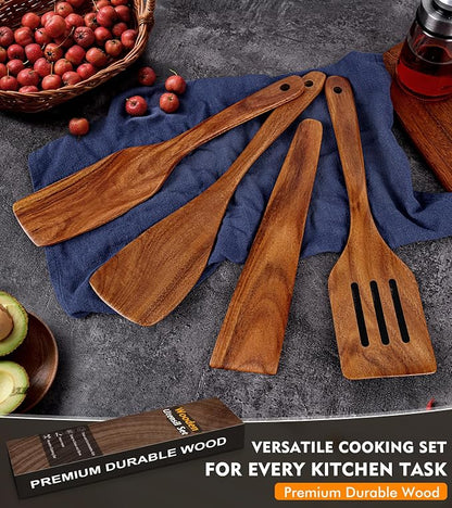 4Pcs Wooden Spatula for Cooking, Acacia Wooden Spatula for Kitchen Use - Image 7