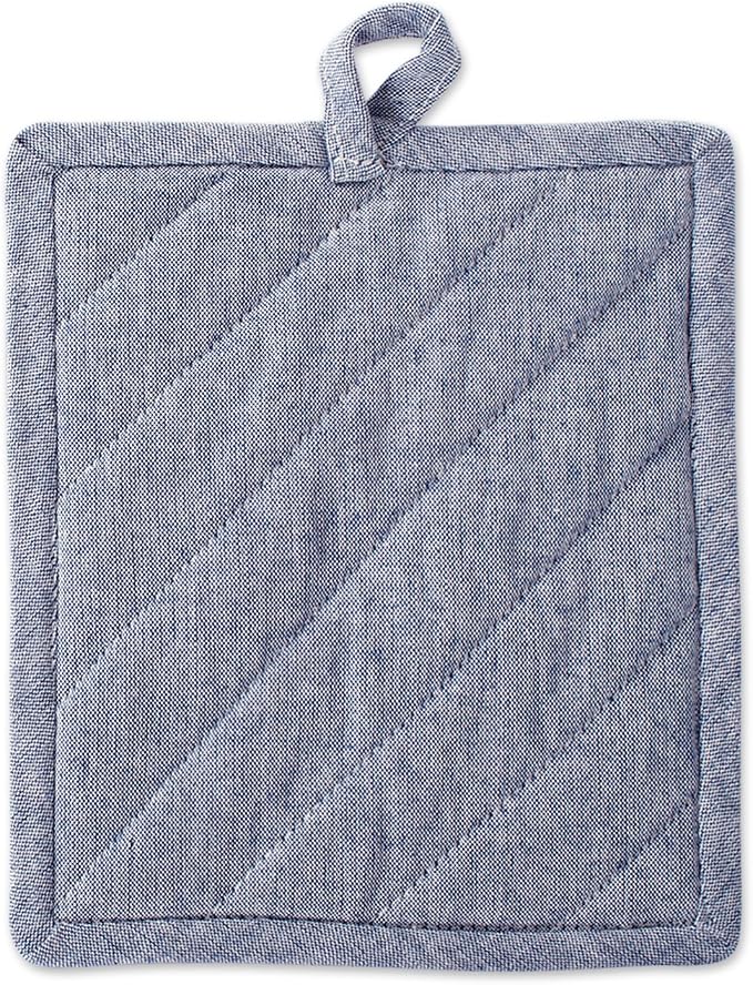 DII 100% Cotton Solid Chambray Kitchen Set, Potholders, 2 Piece - Image 3