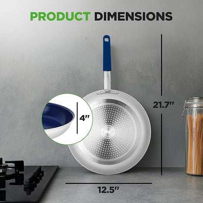 NutriChef 12" Fry Pan With Lid - Image 6