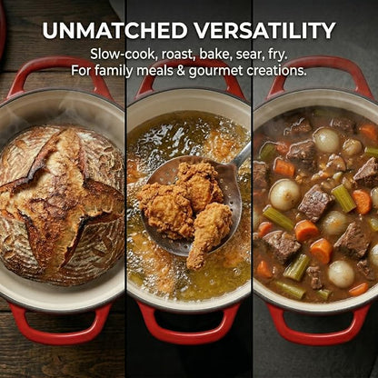 SUNHOUSE Enameled Cast Iron Dutch Oven Pot - 3 QT Dutch Oven - Image 9