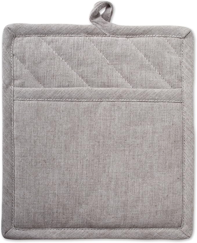 DII 100% Cotton Solid Chambray Kitchen Set, Potholders, 2 Piece - Image 2